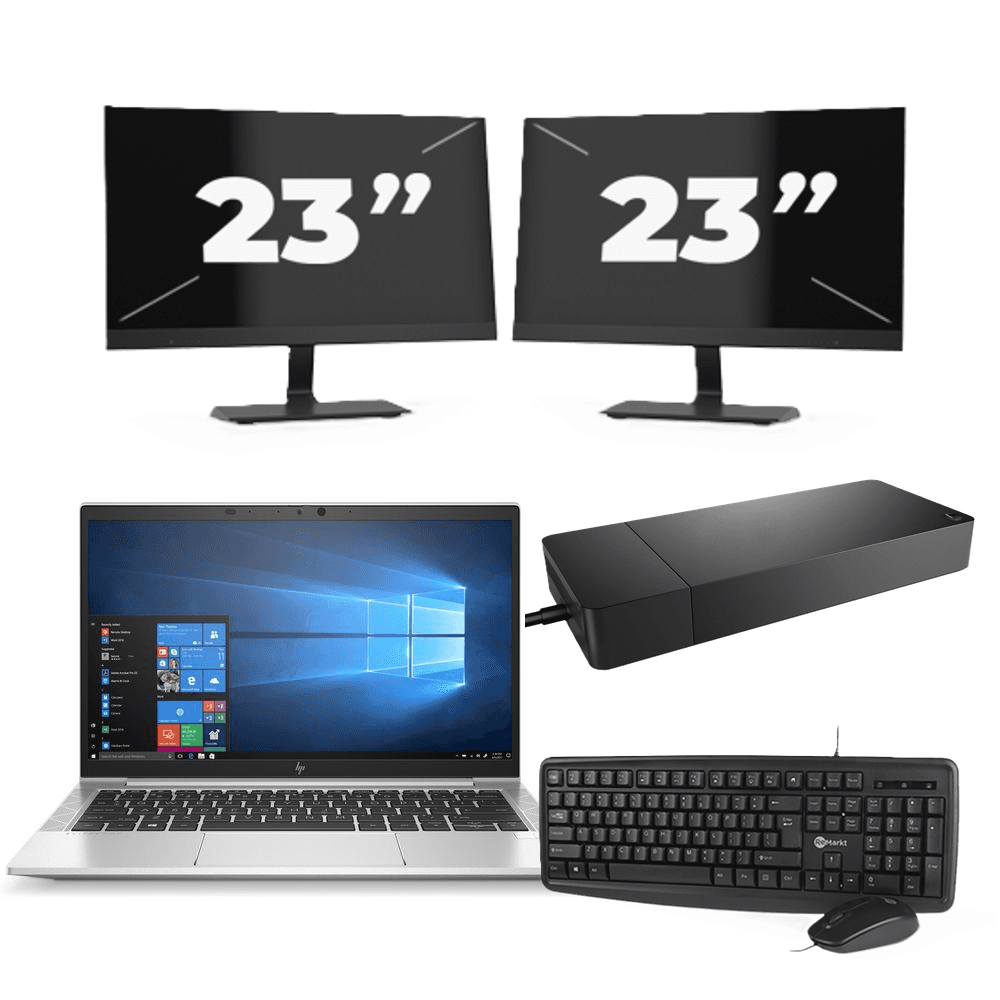 HP EliteBook 835 G7 - AMD Ryzen 7 PRO 4750U - 13 pollici - 8 GB di RAM - 256 GB SSD - Windows 11 Home + 2 monitor da 23 pollici