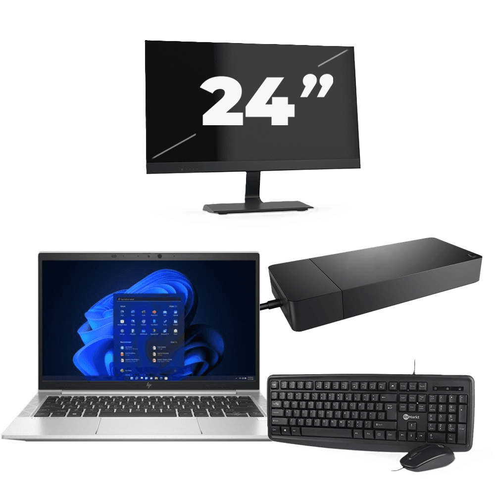 HP EliteBook 835 G8 - AMD Ryzen 3 PRO 5450U - 13 pollice - 8GB RAM - 256GB SSD - Windows 11 Home + 1x 24 pollice Monitor