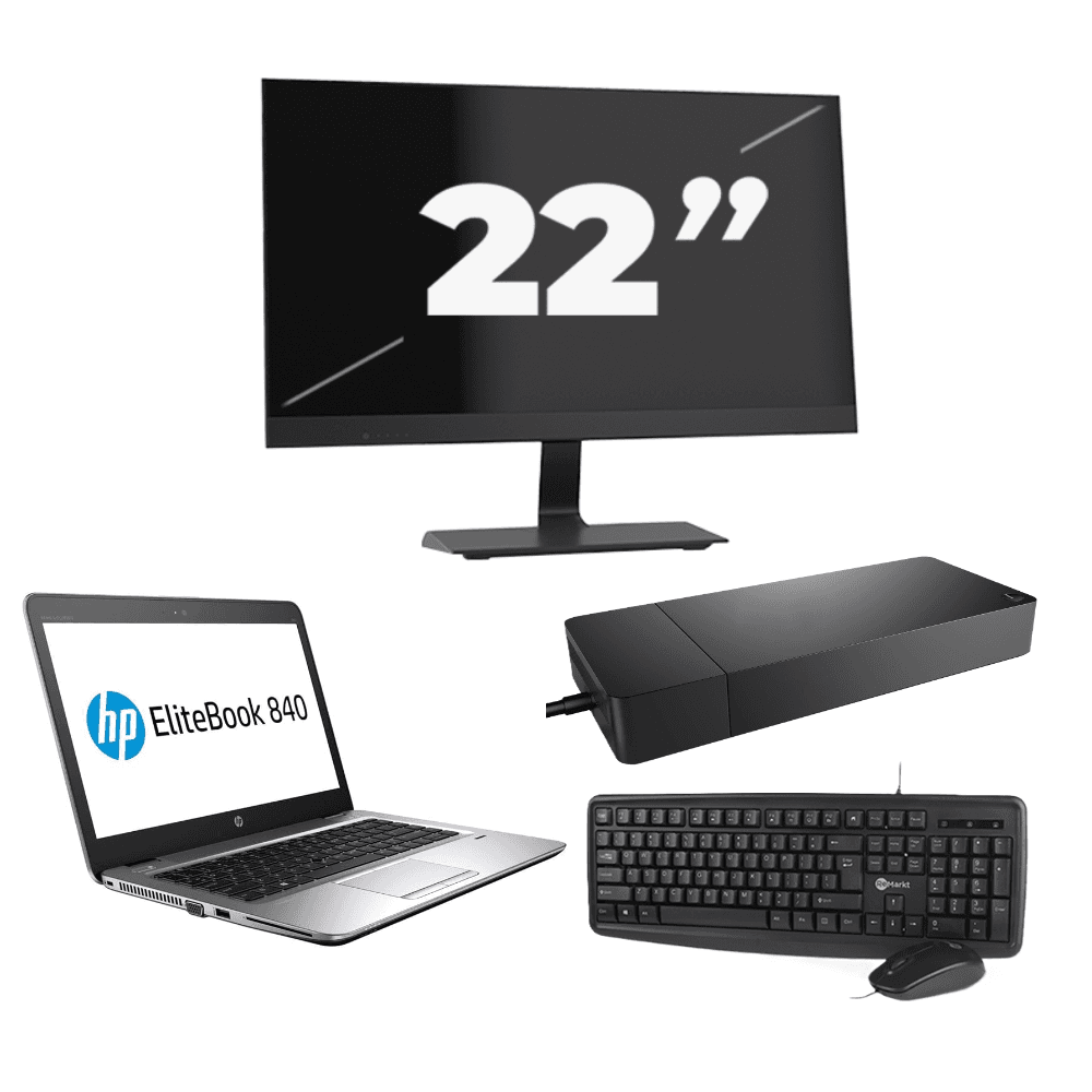 HP EliteBook 840 G3 - Intel Core i5-6a generazione - 14 pollici - 8 GB di RAM - 256 GB SSD - Windows 11 + 1 monitor da 22 pollici