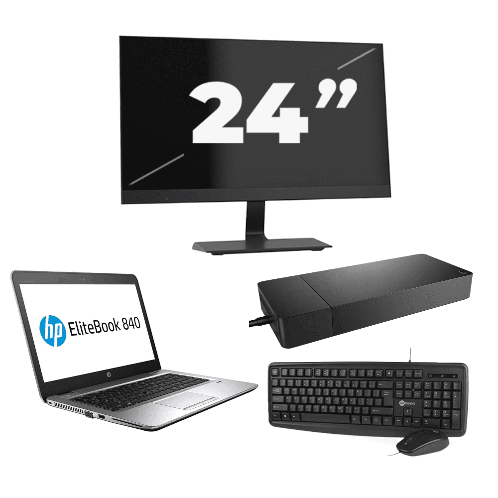 HP EliteBook 840 G3 - Intel Core i7-6a generazione - 14 pollici - 8 GB di RAM - 256 GB SSD - Windows 11 + 1 monitor da 24 pollici