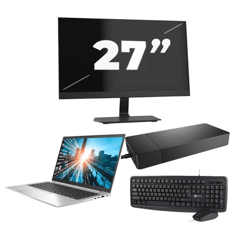 HP EliteBook 840 G7 - Intel Core i7 10ª generazione - 14 pollici - 16GB RAM - 512GB SSD - Windows 11 Home + 1x Monitor da 27 pollici
