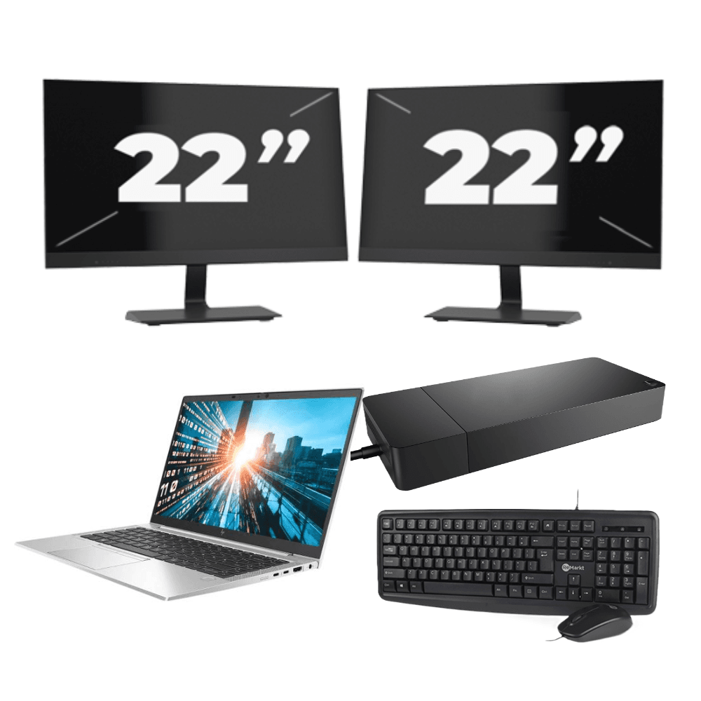 HP EliteBook 840 G7 - Intel Core i7-10a generazione - 14 pollici - 8 GB di RAM - 256 GB SSD - Windows 11 + 2 monitor da 22 pollici