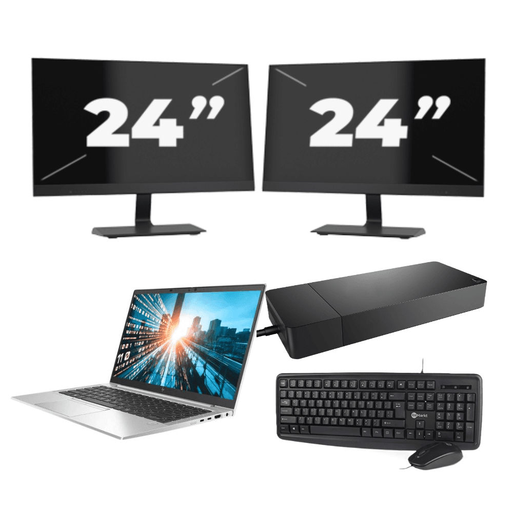 HP EliteBook 840 G7 - Intel Core i7-10a generazione - 14 pollici - 8 GB di RAM - 256 GB SSD - Windows 11 + 2 monitor da 24 pollici
