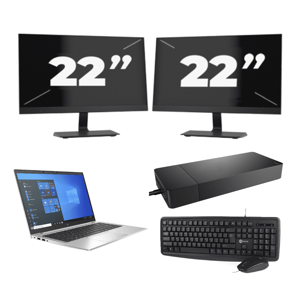 HP EliteBook 840 G8 - Intel Core i7-11a generazione - 14 pollici - 8 GB di RAM - 256 GB SSD - Windows 11 + 2 monitor da 22 pollici