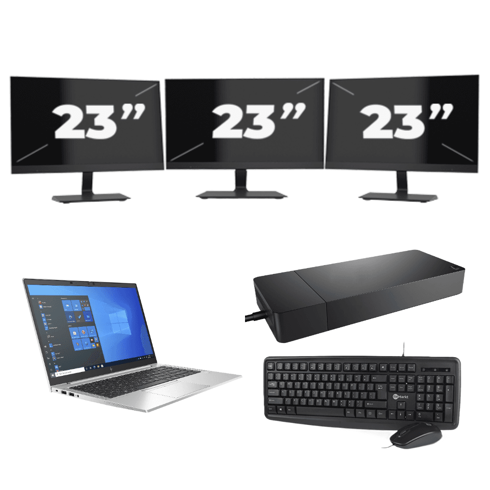 HP EliteBook 840 G8 - Intel Core i7-11a generazione - 14 pollici - 8 GB di RAM - 256 GB SSD - Windows 11 + 3 monitor da 23 pollici