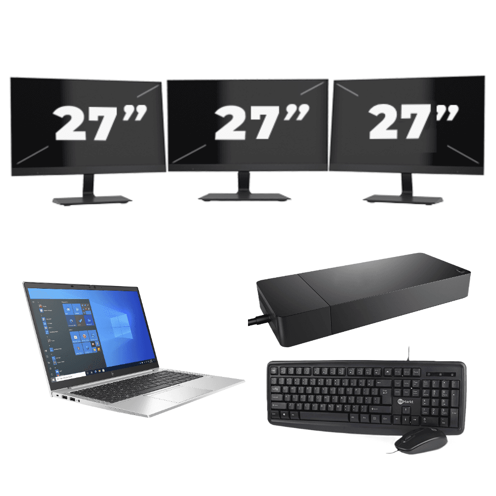 HP EliteBook 840 G8 - Intel Core i7 11ª generazione - 14 pollici - 16GB RAM - 512GB SSD - Windows 11 Home + 3x Monitor da 27 pollici