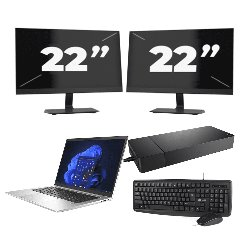 HP EliteBook 840 G9 - Intel Core i5-12a generazione - 14 pollici - 8 GB di RAM - 256 GB SSD - Windows 11 + 2 monitor da 22 pollici