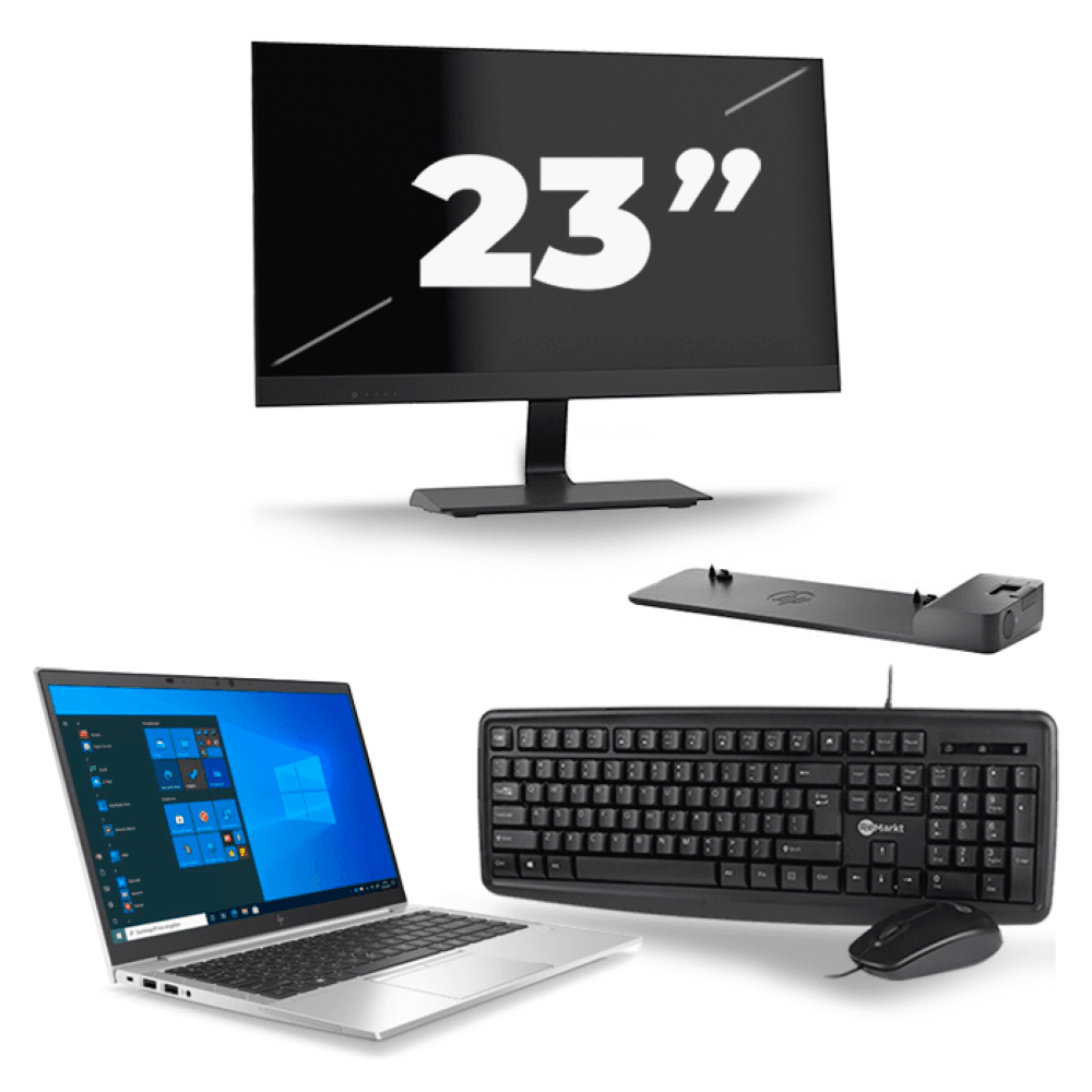 HP EliteBook 845 G7 - AMD Ryzen 3 Pro 4450U - 14 pollici - 8 GB di RAM - 256 GB SSD - Windows 10 Home + 1 monitor da 23 pollici