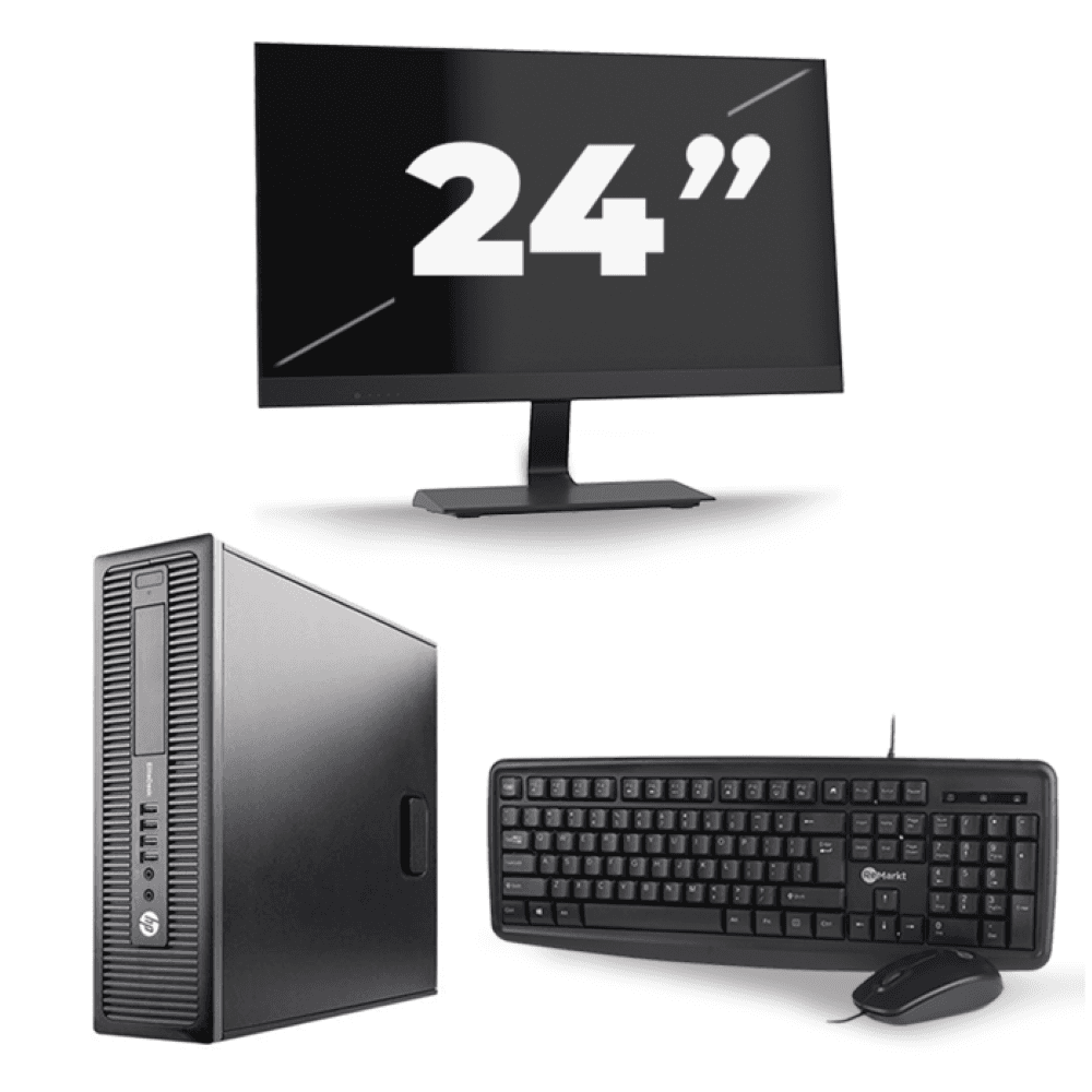 HP EliteDesk 800 G2 SFF - Intel Core i3-6a generazione - 8 GB di RAM - 256 GB SSD - Windows 11 + 1 monitor da 24 pollici