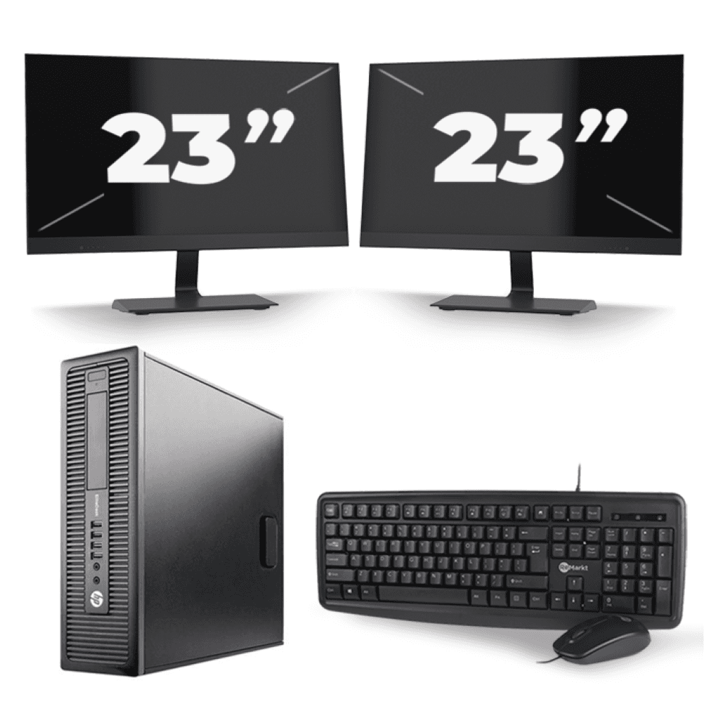 HP EliteDesk 800 G2 SFF - Intel Core i5-6a generazione - 8 GB di RAM - 256 GB SSD - Windows 11 + 2 monitor da 23 pollici