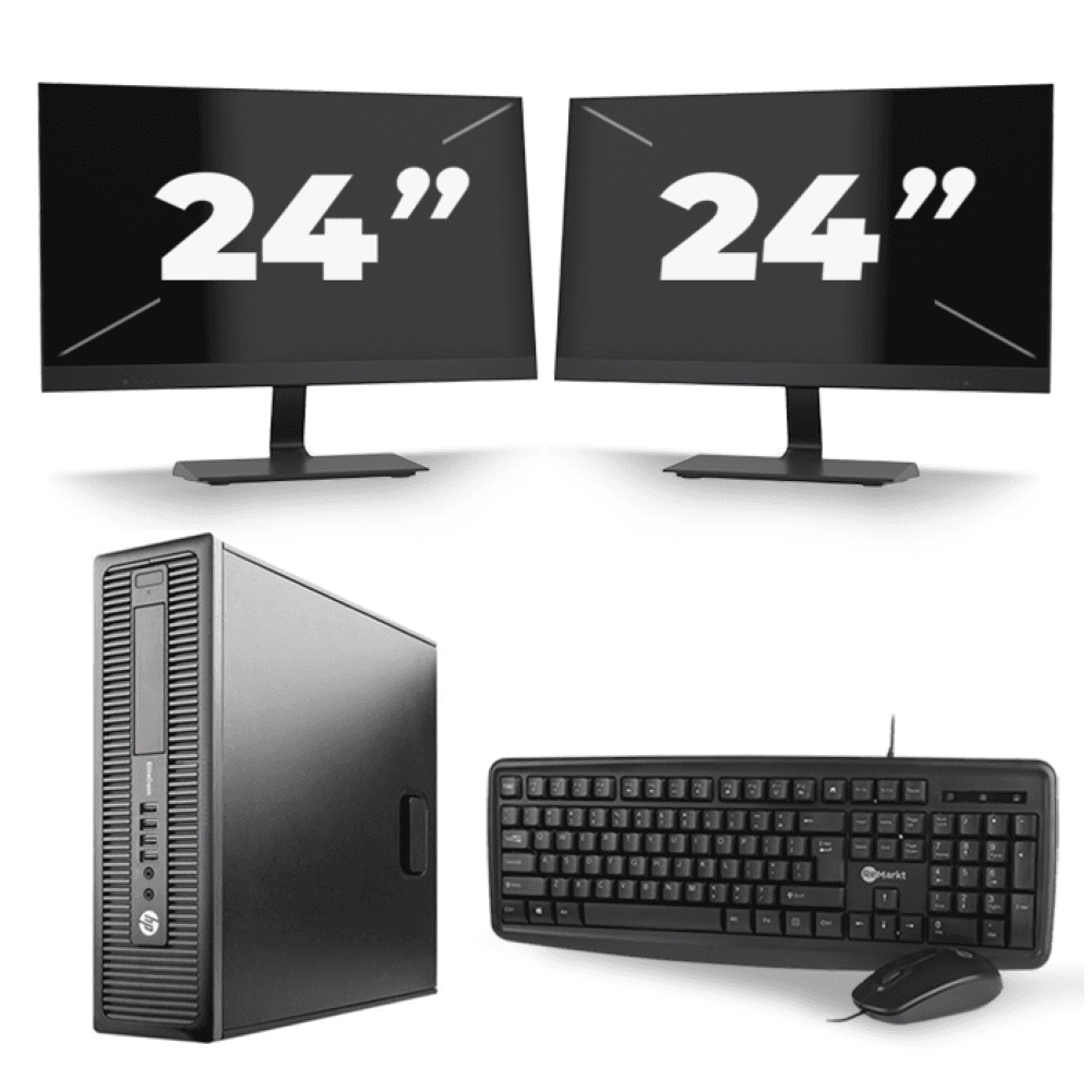 HP EliteDesk 800 G2 SFF - Intel Core i7-6a generazione - 8 GB di RAM - 256 GB SSD - Windows 11 + 2 monitor da 24 pollici