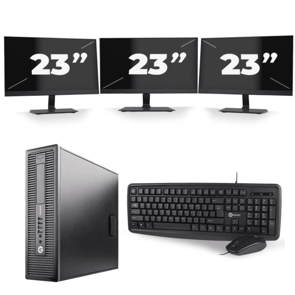 HP EliteDesk 800 G2 SFF - Intel Core i7-6a generazione - 8 GB di RAM - 256 GB SSD - Windows 11 + 3 monitor da 23 pollici