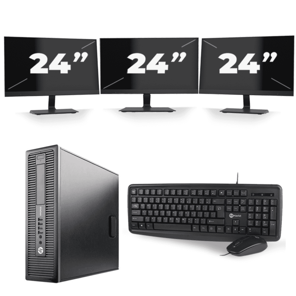 HP EliteDesk 800 G2 SFF - Intel Core i5-6a generazione - 8 GB di RAM - 256 GB SSD - Windows 11 + 3 monitor da 24 pollici