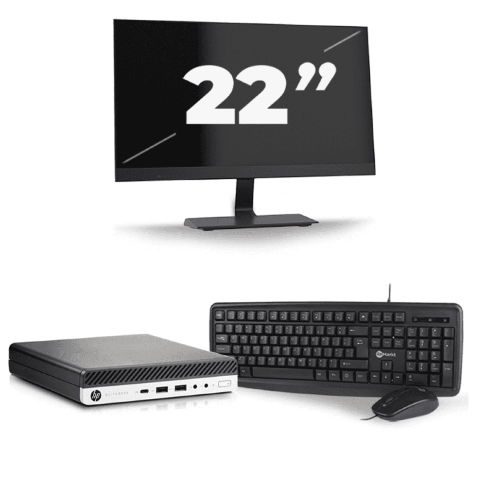 HP EliteDesk 800 G5 USFF - Intel Core i5-9a generazione - 8 GB di RAM - 256 GB SSD - Windows 11 + 1 monitor da 22 pollici