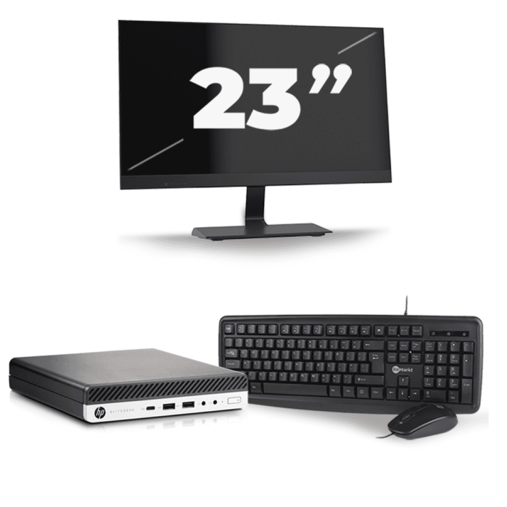 HP EliteDesk 800 G5 USFF - Intel Core i5-9a generazione - 8 GB di RAM - 256 GB SSD - Windows 11 + 1 monitor da 23 pollici
