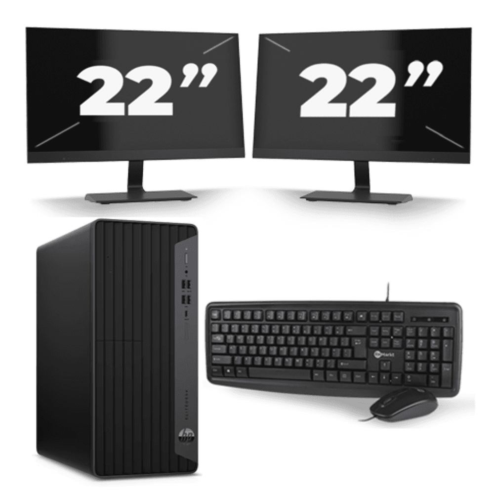 HP EliteDesk 800 G6 Tower - Intel Core i7 10ª generazione - 16GB RAM - 512GB SSD - Windows 11 + 2x Monitor da 22 pollici