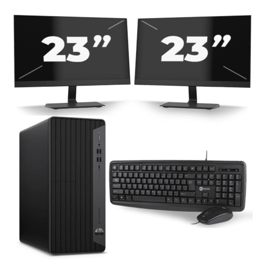 HP EliteDesk 800 G6 Tower - Intel Core i5-10a generazione - 8 GB di RAM - 256 GB SSD - Windows 11 + 2 monitor da 23 pollici