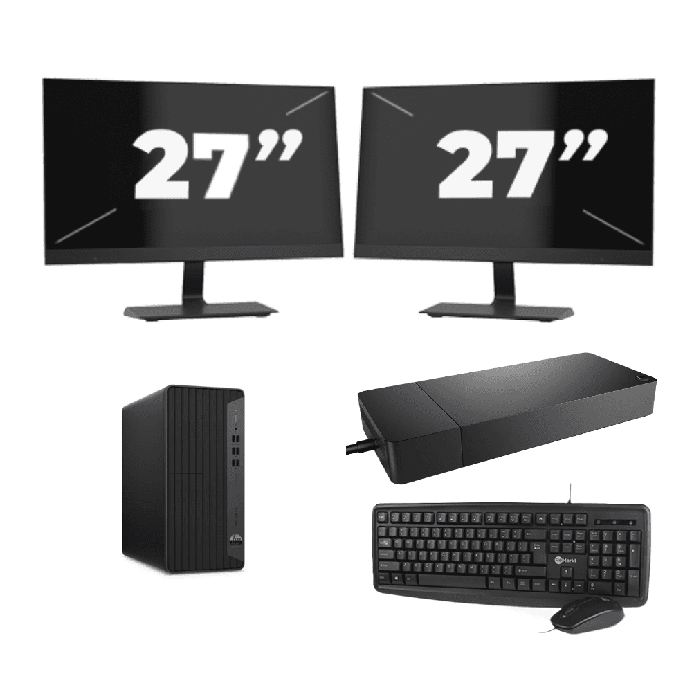 HP EliteDesk 800 G6 Tower - Intel Core i5-10e Generatie - 8GB RAM - 256GB SSD - Windows 11 + 2x 27 inch Monitor