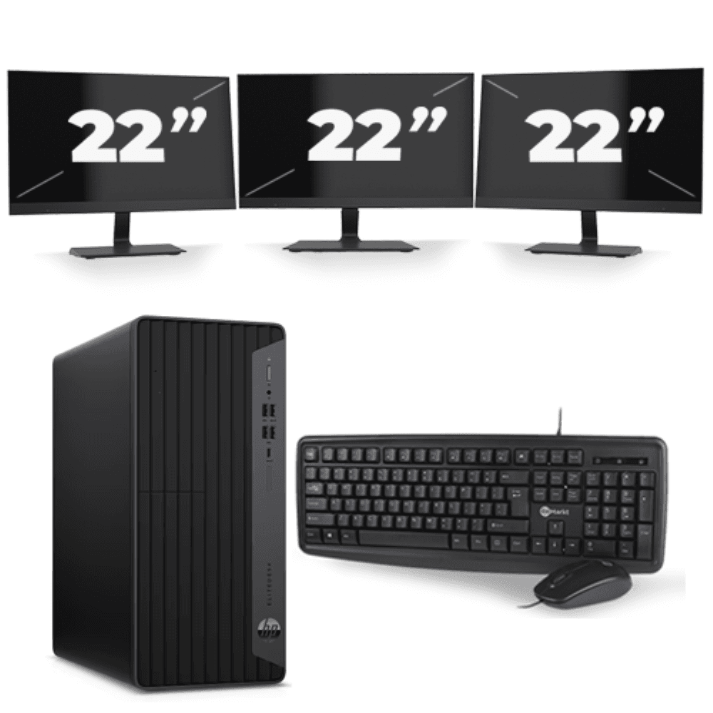HP EliteDesk 800 G6 Tower - Intel Core i5-10a generazione - 8 GB di RAM - 256 GB SSD - Windows 11 + 3 monitor da 22 pollici