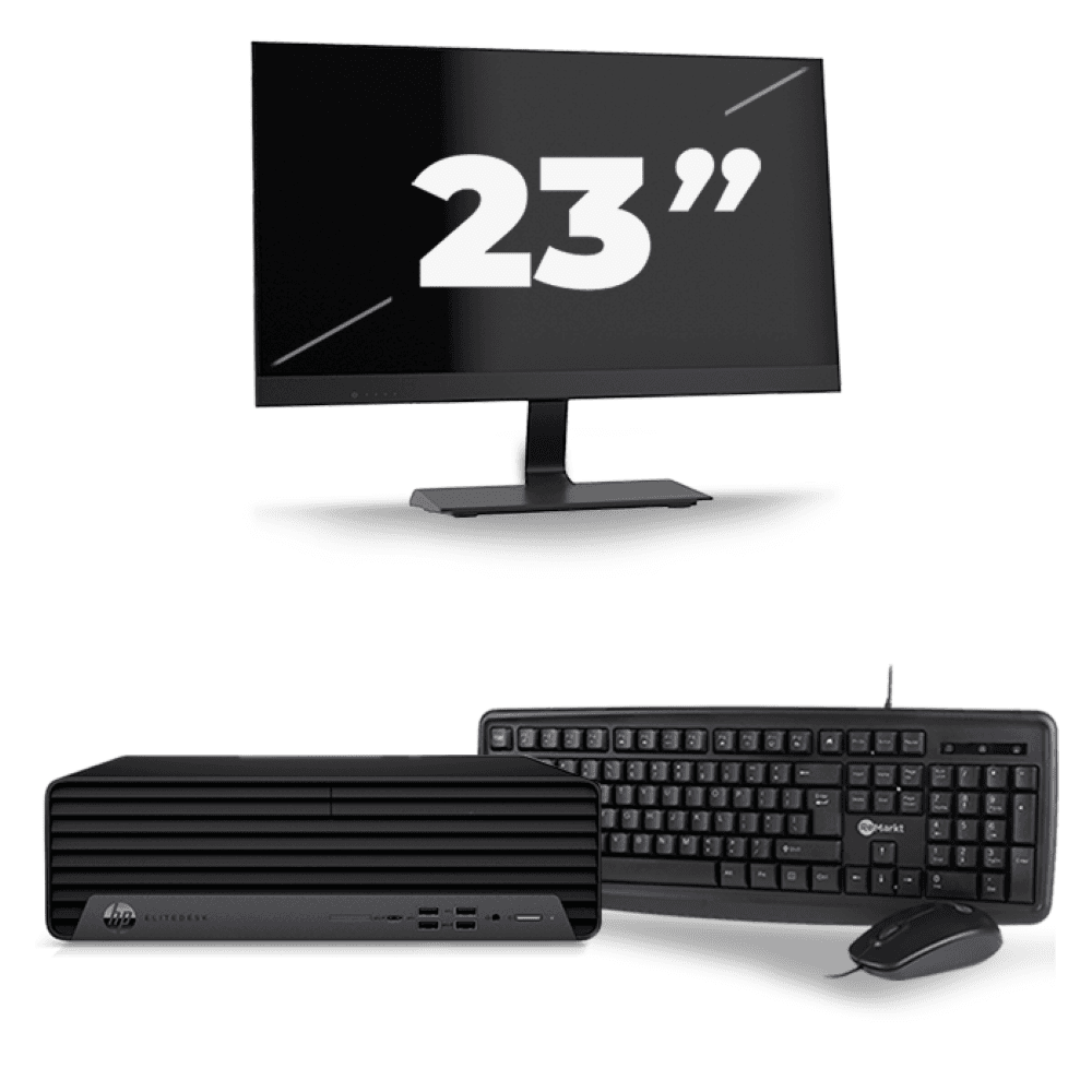 HP EliteDesk 800 G6 USFF - Intel Core i5 di decima generazione - 8 GB di RAM - SSD da 256 GB - Windows 11 + 1 monitor da 23 pollici