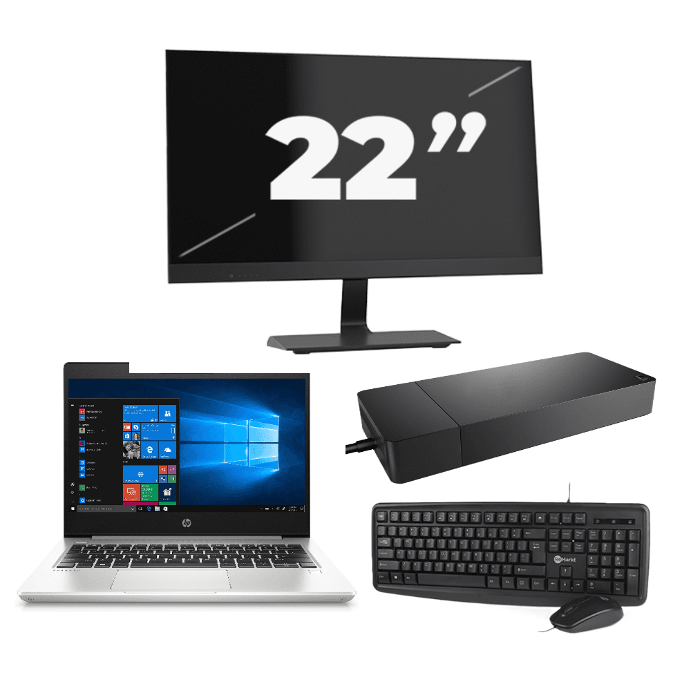 HP ProBook 430 G6 - Intel Core i5-8a generazione - 13 pollici - 8 GB di RAM - 256 GB SSD - Windows 11 + 1 monitor da 22 pollici