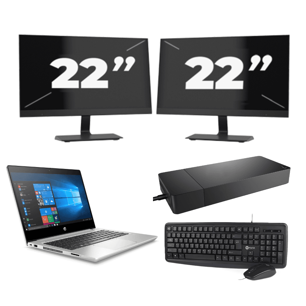 HP ProBook 430 G7 - Intel Core i5-10a generazione - 13 pollici - 8 GB di RAM - 256 GB SSD - Windows 11 + 2 monitor da 22 pollici