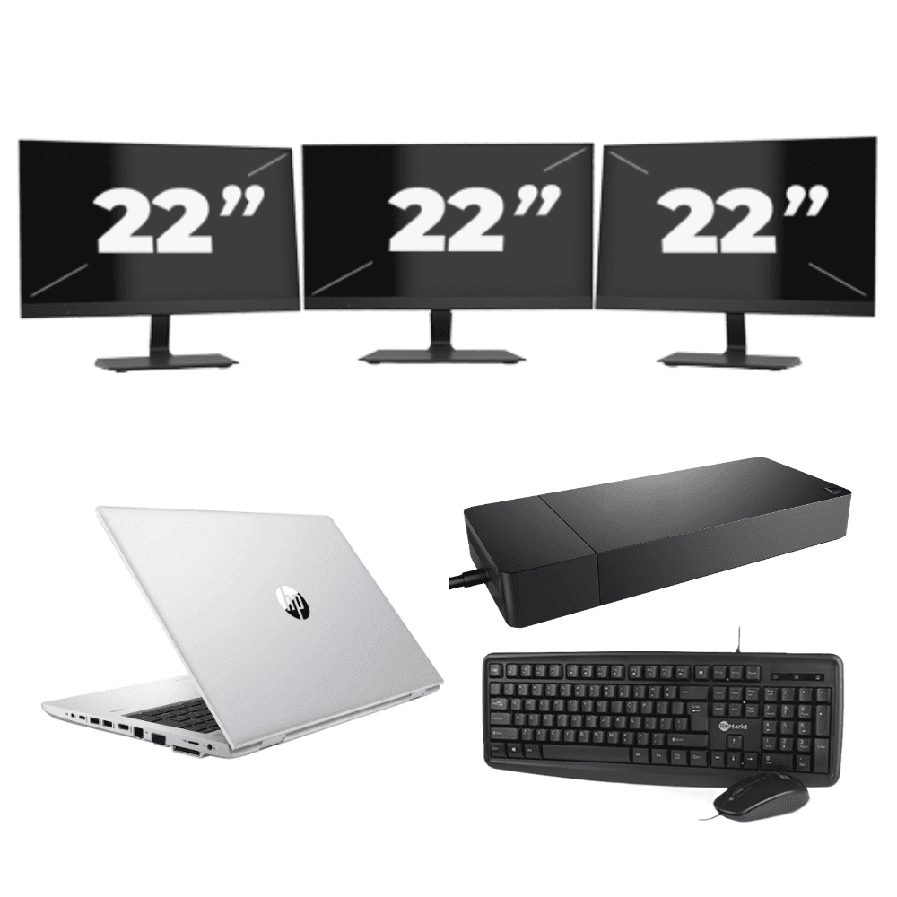 HP ProBook 430 G8 - Intel Core i5-11a generazione - 13 pollici - 8 GB di RAM - 256 GB SSD - Windows 11 Home + 3 monitor da 22 pollici