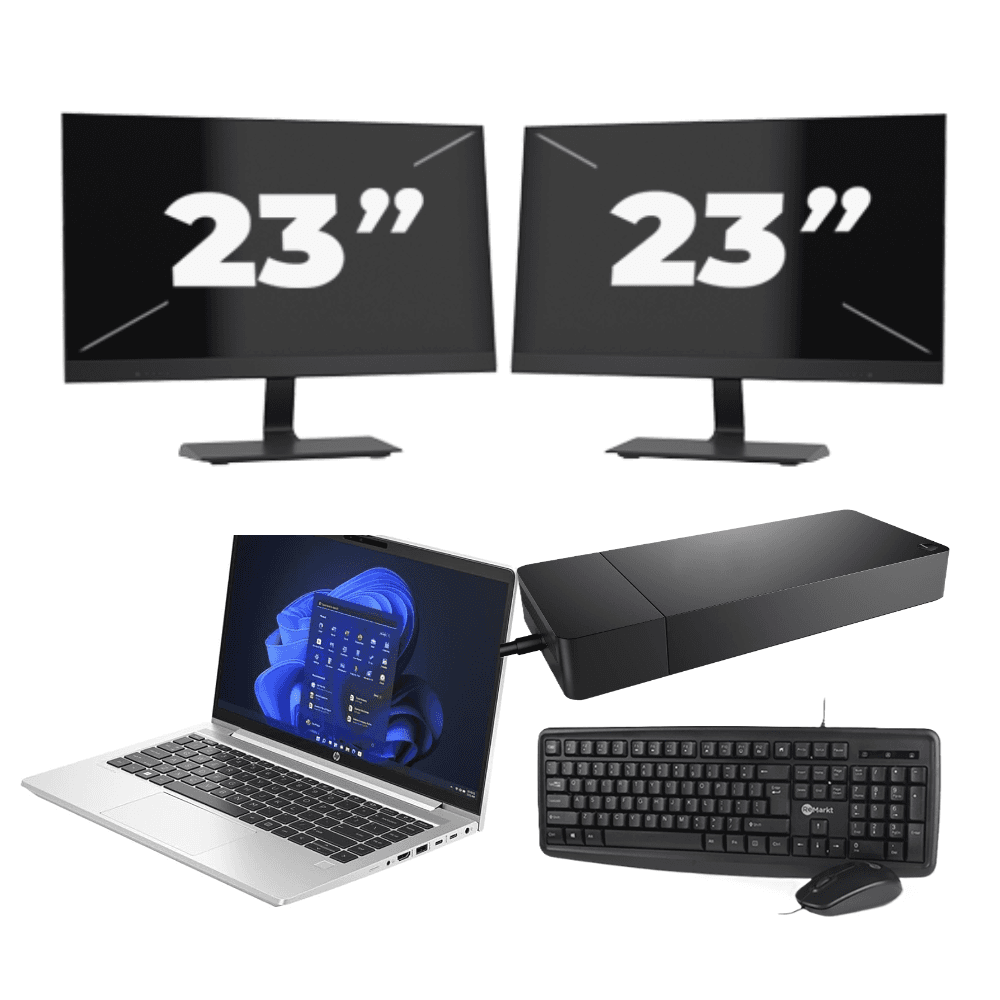 HP ProBook 440 G10 - Intel Core i3-13° Generazione - 14 pollice - 8GB RAM - 256GB SSD - Windows 11 Home + 2x 23 pollice Monitor