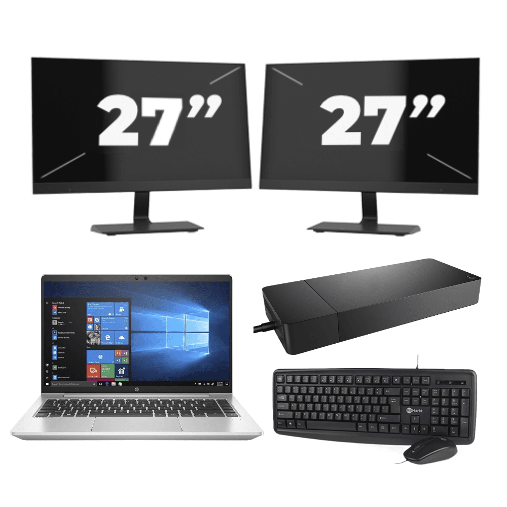 HP ProBook 440 G8 - Intel Core i3 11ª generazione - 14 pollici - 16GB RAM - 512GB SSD - Windows 11 Home + 2x Monitor da 27 pollici