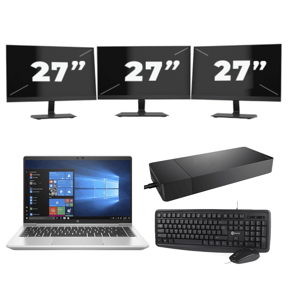 HP ProBook 440 G8 - Intel Core i5 11ª generazione - 14 pollici - 16GB RAM - 512GB SSD - Windows 11 Home + 3x Monitor da 27 pollici
