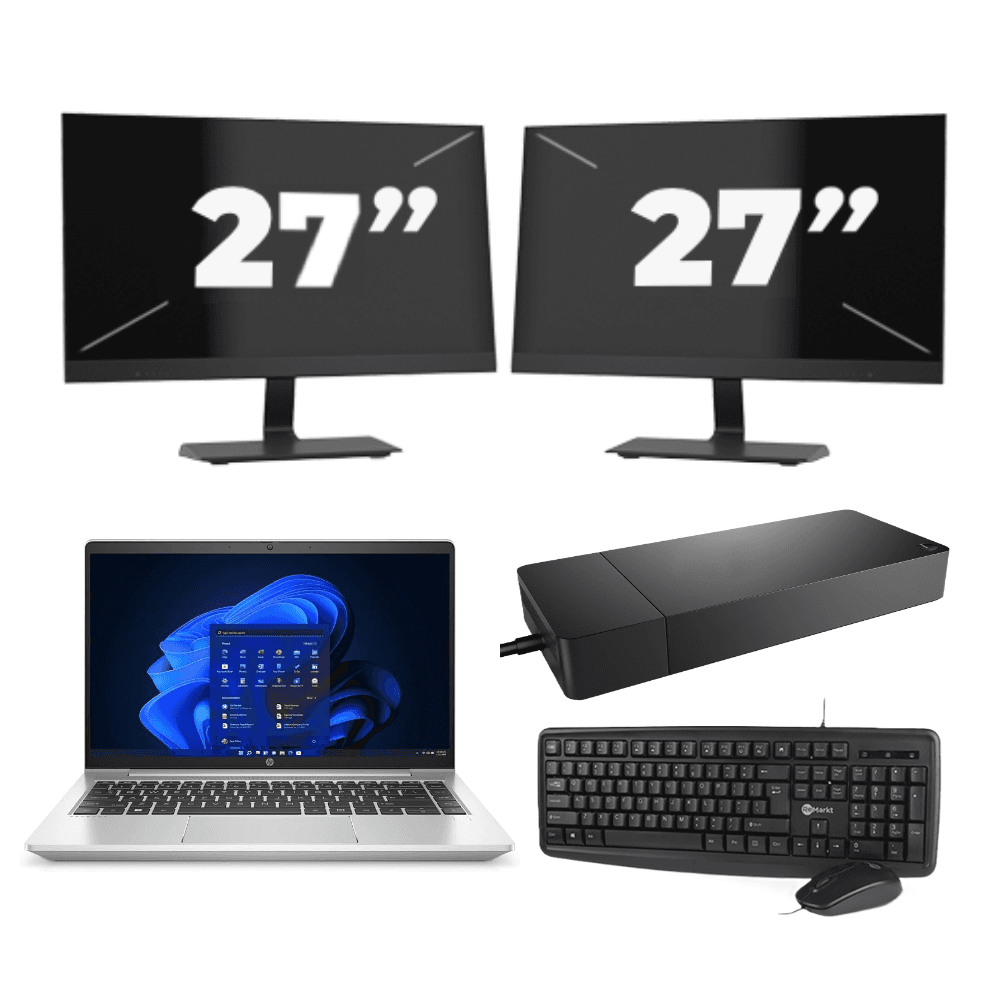 HP ProBook 440 G9 - Intel Core i3 12ª generazione - 14 pollici - 16GB RAM - 512GB SSD - Windows 11 Home + 2x Monitor da 27 pollici