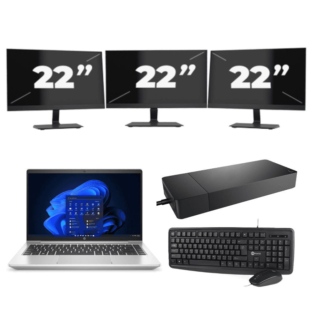 HP ProBook 440 G9 - Intel Core i3-12a generazione - 14 pollici - 8 GB di RAM - 256 GB SSD - Windows 11 + 3 monitor da 22 pollici