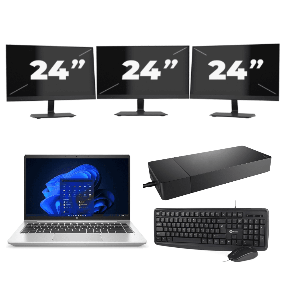 HP ProBook 440 G9 - Intel Core i3-12a generazione - 14 pollici - 8 GB di RAM - 256 GB SSD - Windows 11 + 3 monitor da 24 pollici