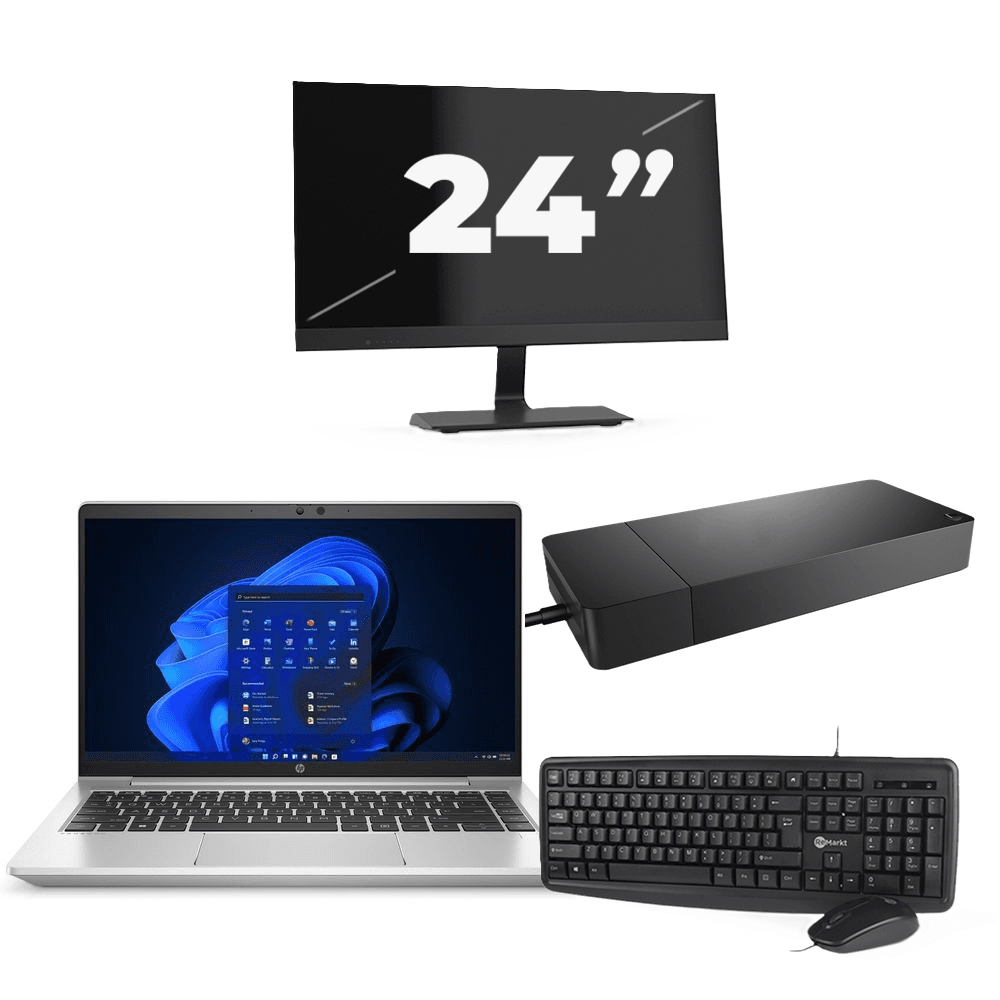 HP ProBook 445 G8 - AMD Ryzen 3 5400U - 14 pollici - 8 GB di RAM - 256 GB SSD - Windows 11 + 1 monitor da 24 pollici