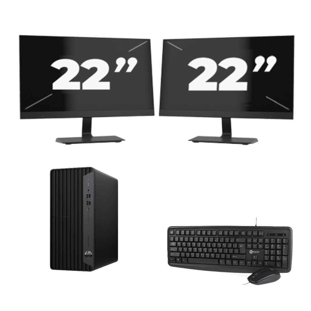 HP ProDesk 600 G6 Tower - Intel Core i7 di decima generazione - 8 GB di RAM - SSD da 256 GB - Windows 11 + 2 monitor da 22 pollici