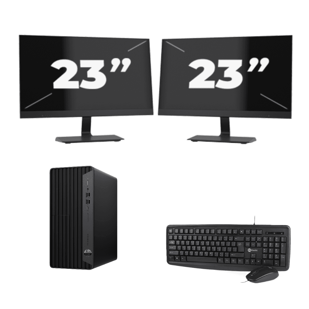 HP ProDesk 600 G6 Tower - Intel Core i7 di decima generazione - 8 GB di RAM - SSD da 256 GB - Windows 11 + 2 monitor da 23 pollici