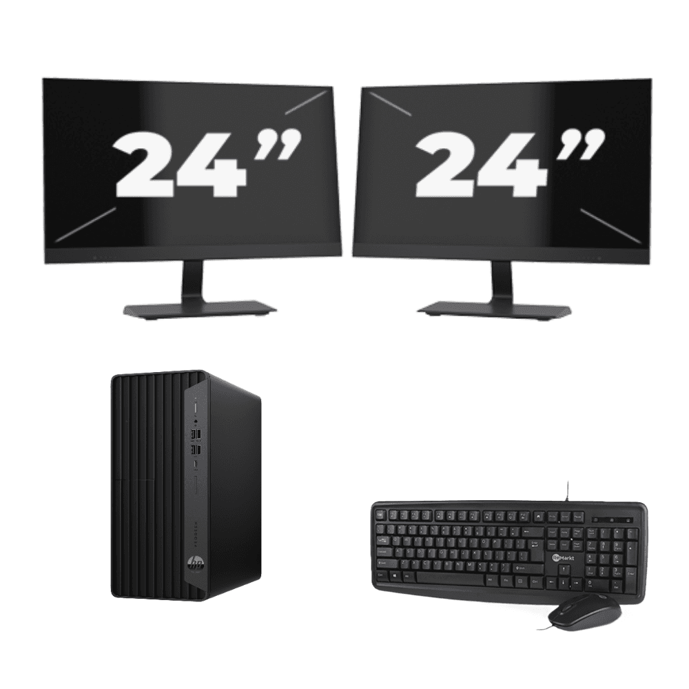 HP ProDesk 600 G6 Tower - Intel Core i5 di decima generazione - 8 GB di RAM - SSD da 256 GB - Windows 11 + 2 monitor da 24 pollici