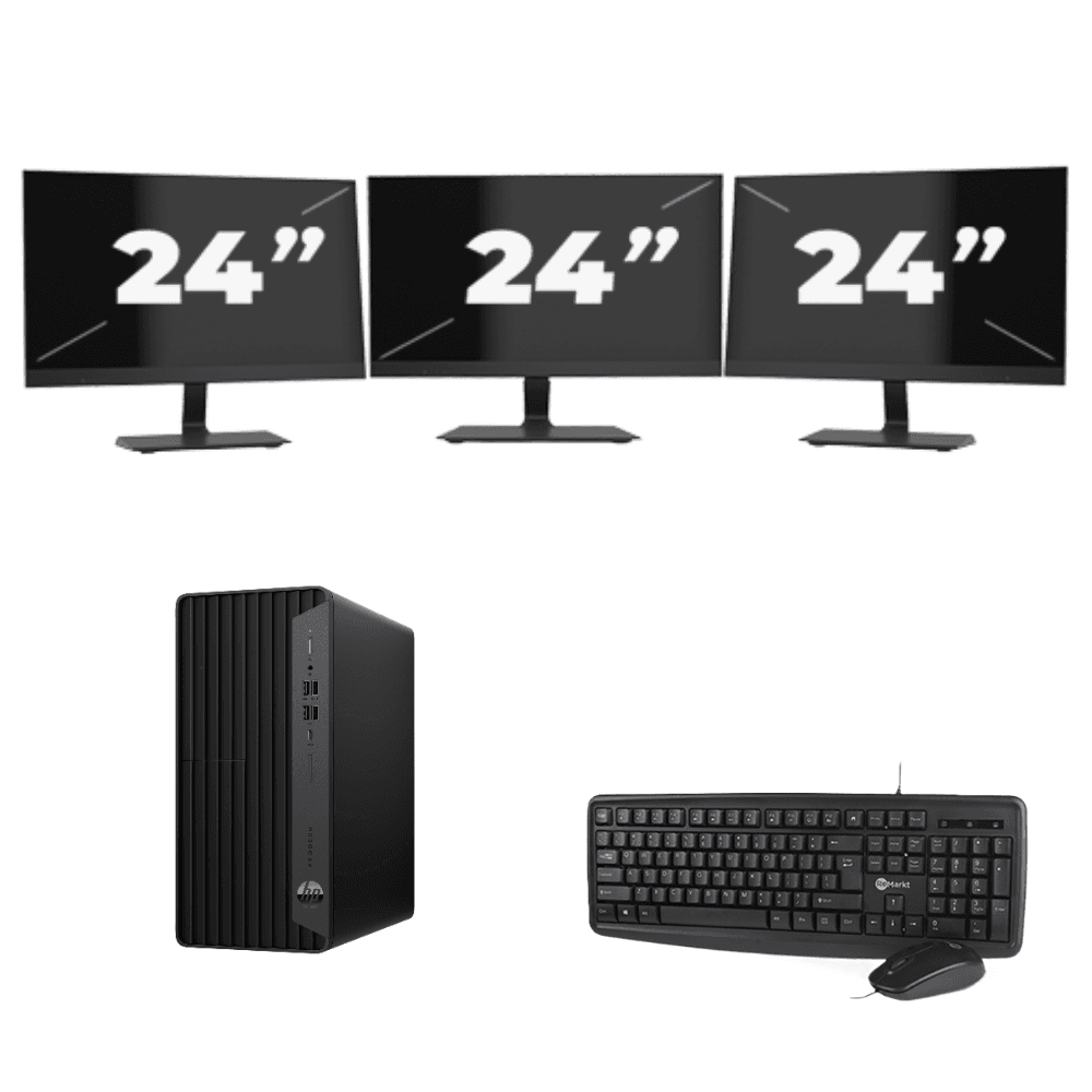 HP ProDesk 600 G6 Tower - Intel Core i7 di decima generazione - 8 GB di RAM - SSD da 256 GB - Windows 11 + 3 monitor da 24 pollici