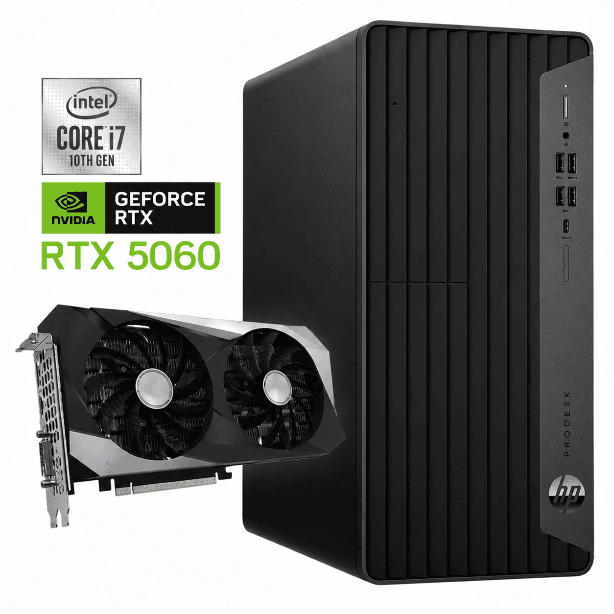 HP ProDesk 600 G6 Tower - Intel Core i7 di decima generazione - 16 GB di RAM - SSD da 512 GB - Nvidia RTX 5060 - Windows 11 - PC da gioco