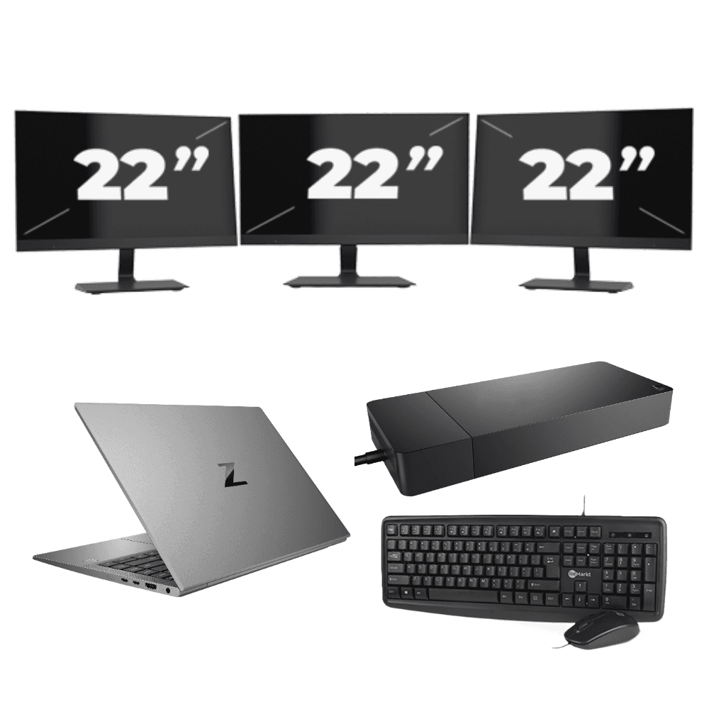 HP ZBook Firefly 14 G7 - Intel Core i7-10a generazione - 14 pollici - 16 GB di RAM - 256 GB SSD - Windows 11 Home + 3 monitor da 22 pollici