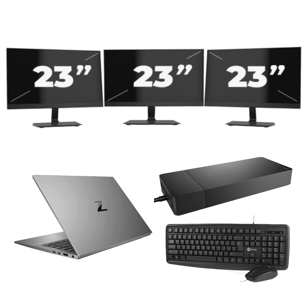HP ZBook Firefly 14 G7 - Intel Core i7-10a generazione - 14 pollici - 16 GB di RAM - 256 GB SSD - Windows 11 Home + 3 monitor da 23 pollici