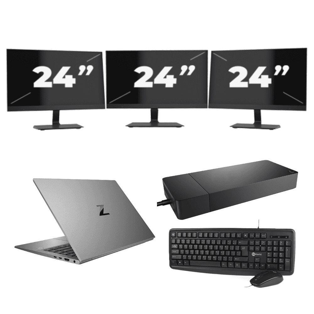 HP ZBook Firefly 14 G7 - Intel Core i7-10a generazione - 14 pollici - 16 GB di RAM - 256 GB SSD - Windows 11 Home + 3 monitor da 24 pollici