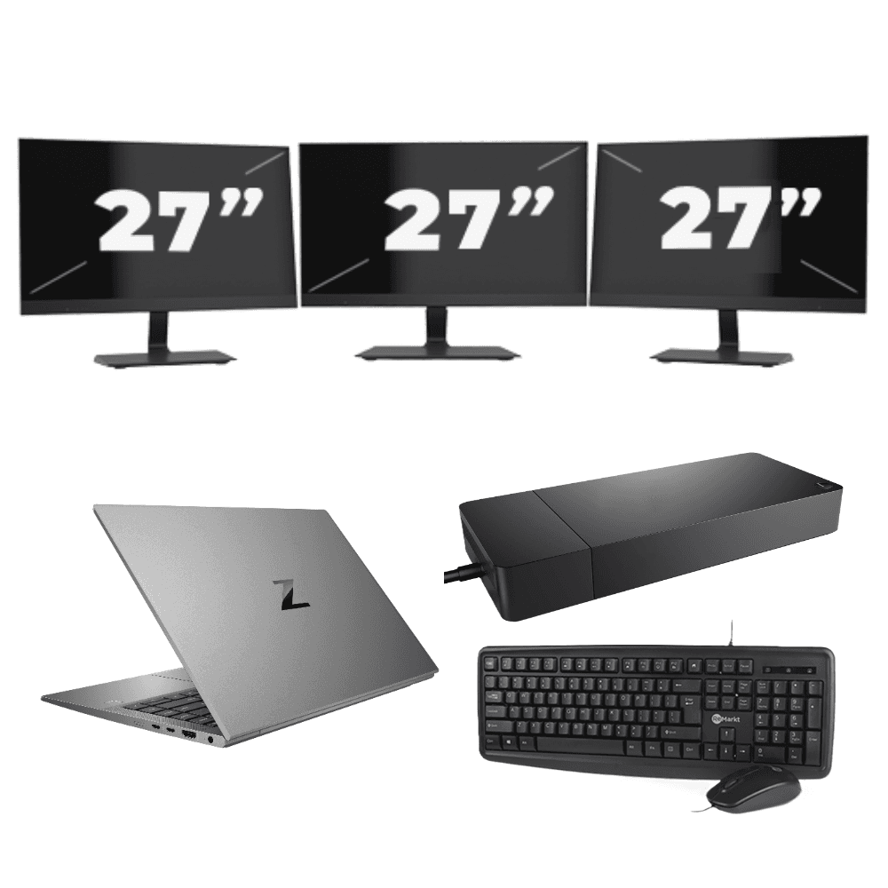 HP ZBook Firefly 14 G7 - Intel Core i7 10ª generazione - 14 pollici - 16GB RAM - 512GB SSD - GPU - Windows 11 Home + 3x Monitor da 27 pollici