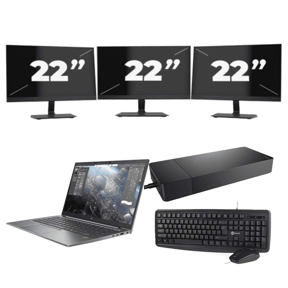HP ZBook Firefly 14 G8 - Intel Core i7-11a generazione - 14 pollici - 16 GB di RAM - 256 GB SSD - Windows 11 Home + 3 monitor da 22 pollici