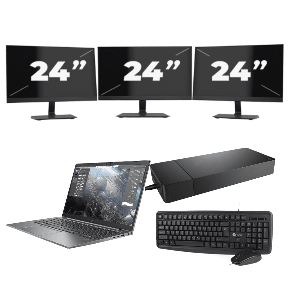 HP ZBook Firefly 14 G8 - Intel Core i7-11a generazione - 14 pollici - 16 GB di RAM - 256 GB SSD - Windows 11 Home + 3 monitor da 24 pollici