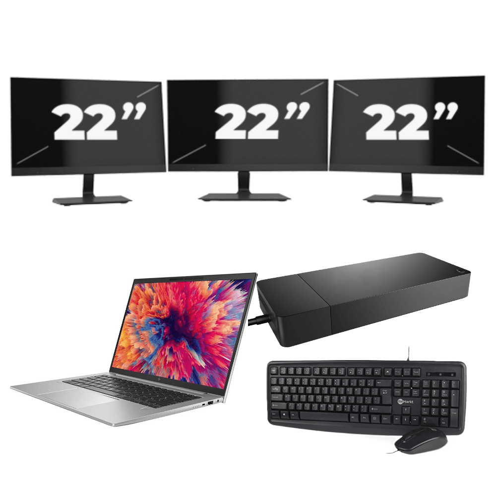 HP ZBook Firefly 14 G9 - Intel Core i7-12a generazione - 14 pollici - 8 GB di RAM - 256 GB SSD - Windows 11 + 3 monitor da 22 pollici