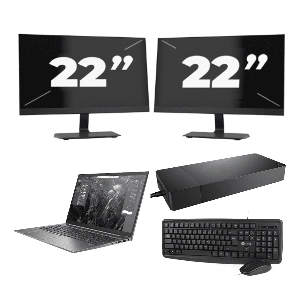 HP ZBook Firefly 15 G7 - Intel Core i7-10a generazione - 15 pollici - 8 GB di RAM - 256 GB SSD - Windows 11 + 2 monitor da 22 pollici