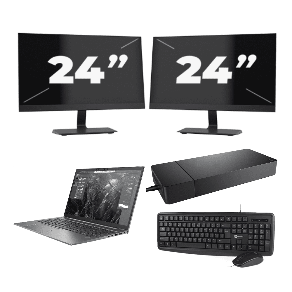 HP ZBook Firefly 15 G7 - Intel Core i7-10a generazione - 15 pollici - 8 GB di RAM - 256 GB SSD - Windows 11 + 2 monitor da 24 pollici