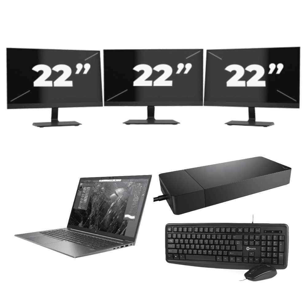 HP ZBook Firefly 15 G7 - Intel Core i7-10a generazione - 15 pollici - 8 GB di RAM - 256 GB SSD - Windows 11 + 3 monitor da 22 pollici