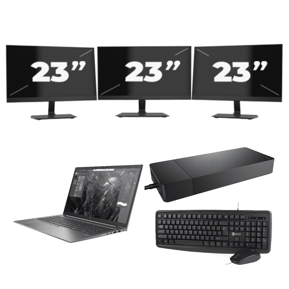 HP ZBook Firefly 15 G7 - Intel Core i7-10a generazione - 15 pollici - 8 GB di RAM - 256 GB SSD - Windows 11 + 3 monitor da 23 pollici
